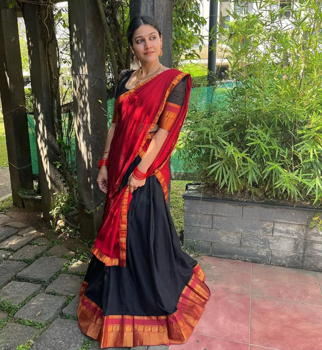 Malayalam Actress Anarkali Nazar in Red Lehenga Black Choli